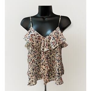 About A Girl Women’s Floral Ruffle Tank Top NWT Spaghetti Strap Boho Festival XS